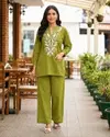 Si 420 Cotton With Embroidery Work Co Ord Set